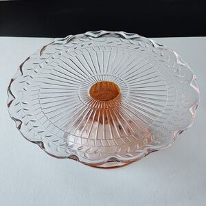 Peach 🍑 colored | glass cake 🎂 stand | depression glass look