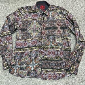 Au Noir Shirt Mens 6 Colorful Abstract Loud Paisley Flip Cuff Long Sleeve Button