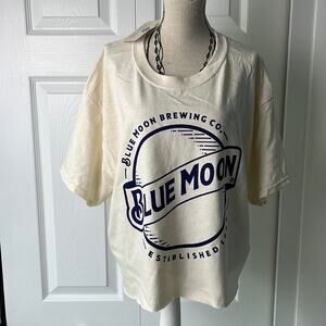 Blue Moon Crop Top Beige Cream Blue Large