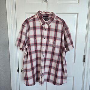 Carhartt Men's Loose Fit Midweight Plaid Short-Sleeve Button-Down Shirt 3XL