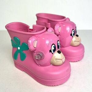 Mini Melissa + Jeremy Scott Pink Monkey Rainboots Water Resistant Boots Sz 6/7