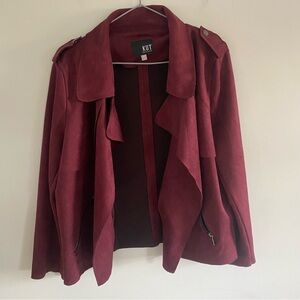 Kut From The Kloth Burgundy Jacee Draped Moto Jacket Suede Size Large Blazer