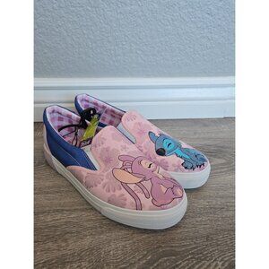 NWT Disney Stitch &Angel canvas slide‎ in womans sz 11  pink multi