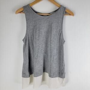 J Crew Keyhole Tank Top Chiffon Hem Gray Crew Neck Size M