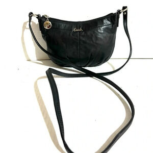 Coach black leather crossbody handbag