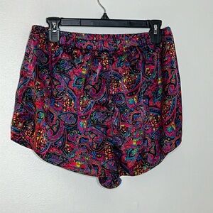 Lord & Taylor paisley satin silk pajama shorts size large