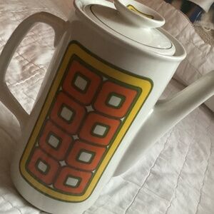 VINTAGE RIDGWAY IRONSTONE MID-CENTURY MODERN TALL COFFEE/TEA POT