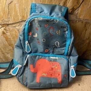 Brosports backpack in a shade of teal with elephants and birds - fun to wear