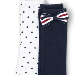 2-Pack Gymboree Baby Girls' and Toddler Knee Socks White and Navy Blue