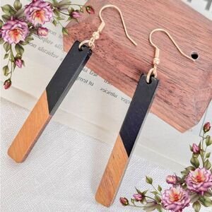 Two Tone Geometric Drop Earrings