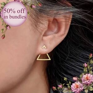 Double-Wearing Golden Small Triangle Earrings