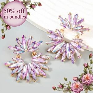 Glamorous Rhinestone Flower Shaped Drop Earrings