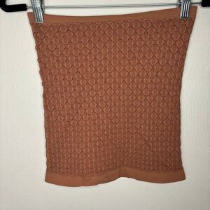 Free‎ People Women's Tube Top Medium Large Brown Ribbed Crochet Stretch