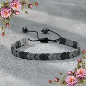 Black Agate Splicing Design Adjustable Retro Style Bracelet