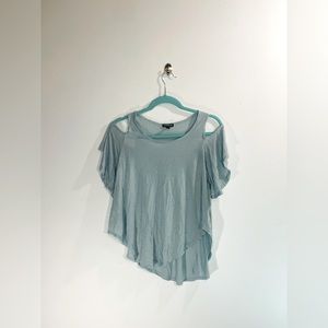 Express green blue Xsmall Cold open Shoulder Top blouse comfy cozy flowy shirt