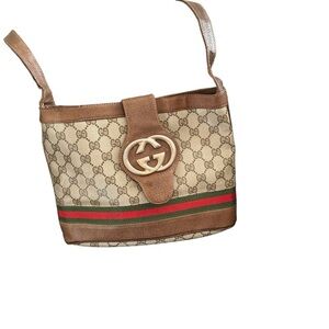 Vintage Gucci interlocking GG sherry line brown pvc leather shoulder bag