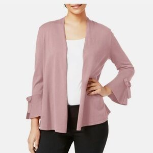 ALFANI Pink Bow Sleeve Open Front Cardigan medium