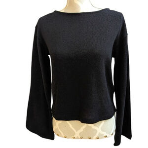 Black Bell Sleeve Relaxed Top