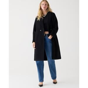 J. Crew Black Daphne Italian Boiled Wool Topcoat Coat Jacket Women's size 14