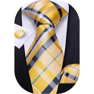 Extra Long Ties for Men Wedding Party Silk  Classic Solid Plaid Striped Necktie