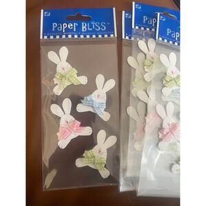 4 packages of 4 easter bunny embellishments with ribbon