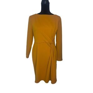 Donna Morgan Women's Size 10 Yellow Mini Dress with Side Waist Twist Detail