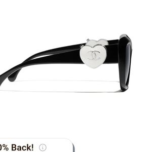 CHANEL Black Sunglasses with Heart Decor