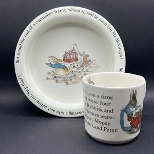 Vintage Wedgwood Beatrix Potter Peter Rabbit Shallow Bowl and Mug Set