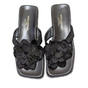 Sonia Rykiel Paris Vintage Black Thong Sandal Flats Size 8