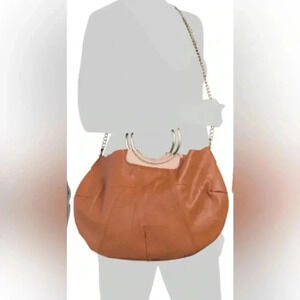 Falor brown leather shoulder handbag