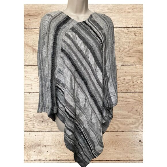 Ralph Lauren Knit Poncho Womens Size Small Gray Lightweight Cotton Linen - Picture 1 of 11