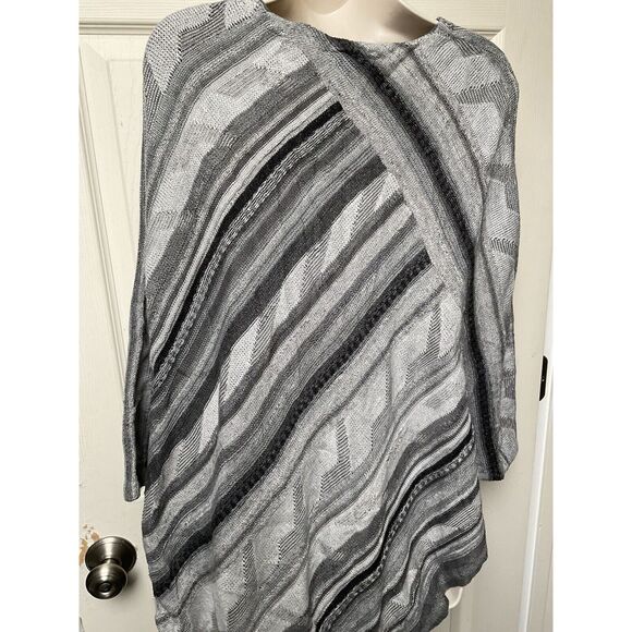 Ralph Lauren Knit Poncho Womens Size Small Gray Lightweight Cotton Linen - Picture 6 of 11