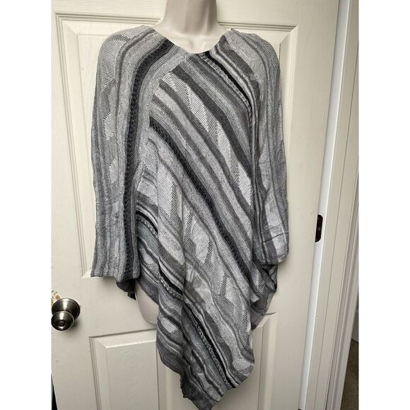 Ralph Lauren Knit Poncho Womens Size Small Gray Lightweight Cotton Linen - Picture 9 of 11