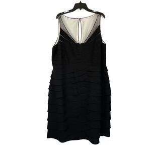 Eliza J Illusion Neck Layered Tiered Sheath Dress Black Cocktail Wedding Guest