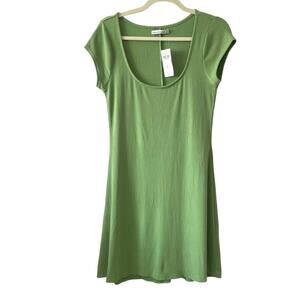 NWT Abercrombie & Fitch Ribbed Mini Dress Size Medium Green Deep Scoop neck