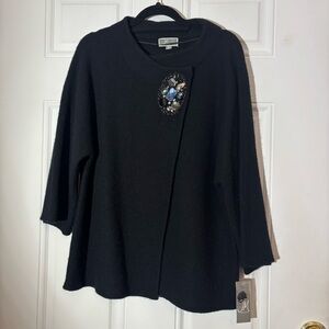 NWT JM Collection Black Wool Cape Medium