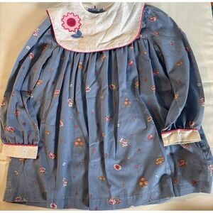 Vintage Cookies Corner Cottagecore‎ Girls 6 Smocked Blue Pink Floral Dress