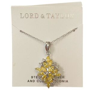 NWT Lord & Taylor sterling silver white/yellow cubic zirconia  pendant marked