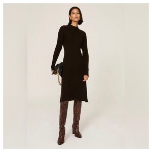 Thakoon Mock Neck Sweater Dress Large Chocolate Brown Wool Rent the Runway