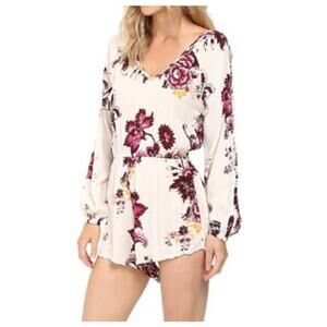 Billabong Moonlight cream & pink floral long sleeve romper size S