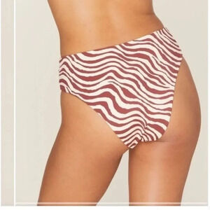 Andie Swim The Hipster Bottom Bias Striped Truffle Eco Nylon Size Medium