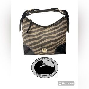 Dooney & Bourke Nikki Zebra Hobo Canvas Bag GUC