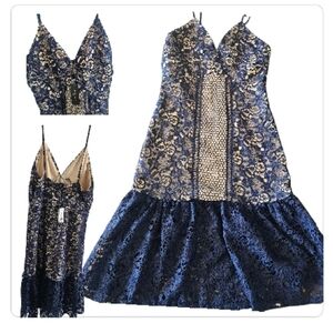 Romeo+Juliet Navy Blue Lace Dress Medium Blue