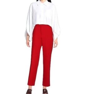 Maje Italian Casual Tailored Crepe Crop Pant in Red 6/8 38