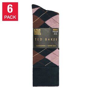 Ted Baker Dress Socks Mens Argyle Rayon Blend 6 Pairs Shoe Size 6-12 Luxe NWT