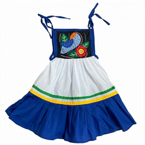 Mola Dress Parrot Design Handmade by Kuna from Panama Girls 3T-4T Indigenous Art