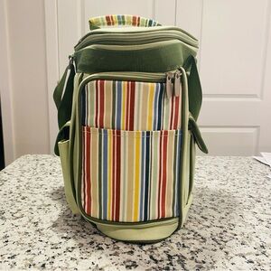 Picnic Time Striped Meritage Insulated Triangular Wine and Cheese Cooler Tote