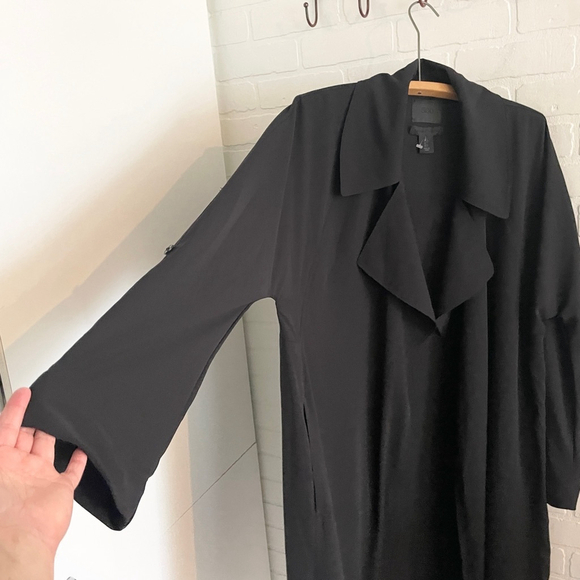 REVOLVE x Maison 500 Cinqcent Trench Coat Lagenlook Fluid Black Sz S Oversized - Picture 14 of 14