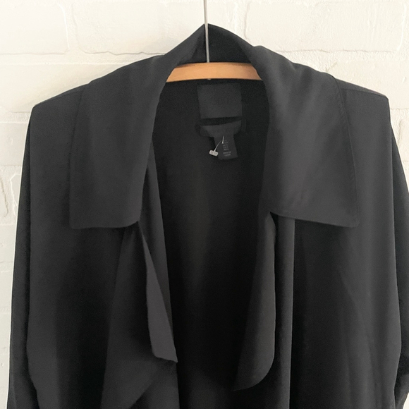 REVOLVE x Maison 500 Cinqcent Trench Coat Lagenlook Fluid Black Sz S Oversized - Picture 7 of 14