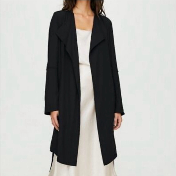 REVOLVE x Maison 500 Cinqcent Trench Coat Lagenlook Fluid Black Sz S Oversized - Picture 1 of 14